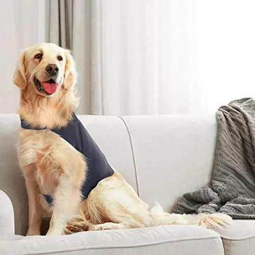 Eagloo - Chaqueta de ansiedad para perro para perro (antiansiedad, antiansiedad, antiansiedad y alivio del estrés, ligera y calmante para mascotas para truenos y ansiedad), color azul marino
