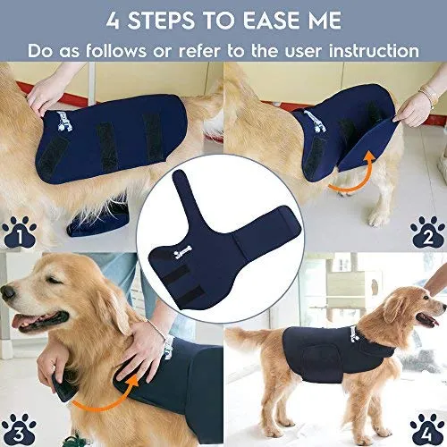 Eagloo - Chaqueta de ansiedad para perro para perro (antiansiedad, antiansiedad, antiansiedad y alivio del estrés, ligera y calmante para mascotas para truenos y ansiedad), color azul marino