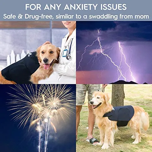 Eagloo - Chaqueta de ansiedad para perro para perro (antiansiedad, antiansiedad, antiansiedad y alivio del estrés, ligera y calmante para mascotas para truenos y ansiedad), color azul marino