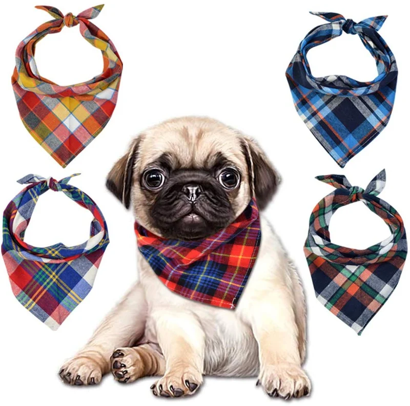 Lee-buty - Juego de 15 bandanas para perro, pañuelo para perro, baberos lavables para niña, niño, perro, bandanas de algodón a cuadros, bandanas para perros al aire libre, accesorios para perros pequeños, medianos, grandes, gatos y mascotas