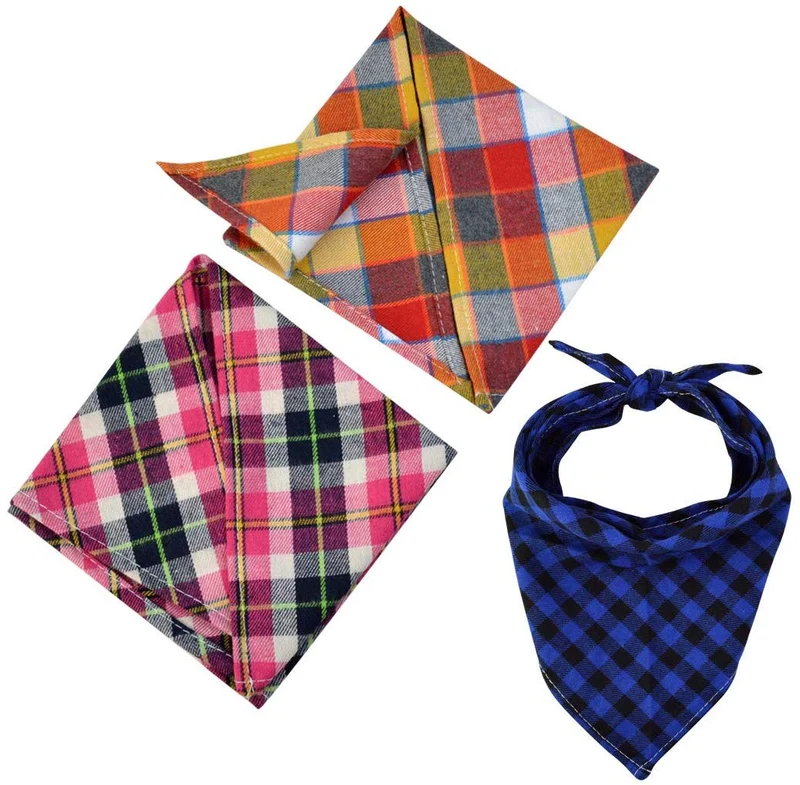 Lee-buty - Juego de 15 bandanas para perro, pañuelo para perro, baberos lavables para niña, niño, perro, bandanas de algodón a cuadros, bandanas para perros al aire libre, accesorios para perros pequeños, medianos, grandes, gatos y mascotas