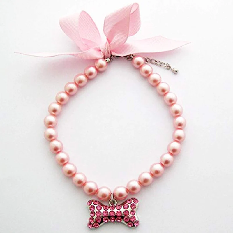 PetFavorites - Collar de perlas de cristal con brillantes para mascotas, gatos, perros pequeños, mujeres, cachorros, chihuahuas, yorkies