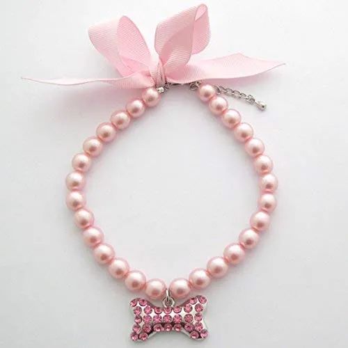 PetFavorites - Collar de perlas de cristal con brillantes para mascotas, gatos, perros pequeños, mujeres, cachorros, chihuahuas, yorkies