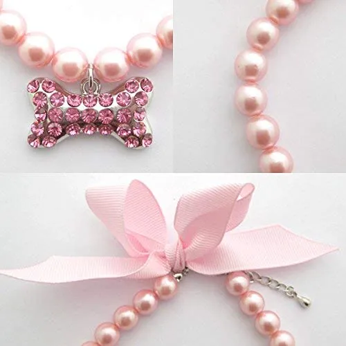 PetFavorites - Collar de perlas de cristal con brillantes para mascotas, gatos, perros pequeños, mujeres, cachorros, chihuahuas, yorkies