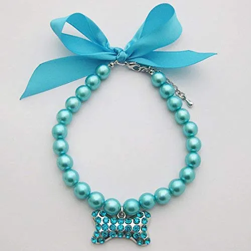 PetFavorites - Collar de perlas de cristal con brillantes para mascotas, gatos, perros pequeños, mujeres, cachorros, chihuahuas, yorkies