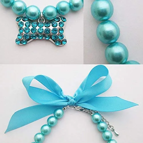 PetFavorites - Collar de perlas de cristal con brillantes para mascotas, gatos, perros pequeños, mujeres, cachorros, chihuahuas, yorkies