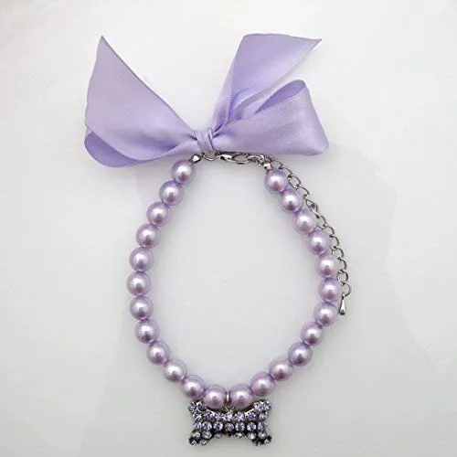 PetFavorites - Collar de perlas de cristal con brillantes para mascotas, gatos, perros pequeños, mujeres, cachorros, chihuahuas, yorkies