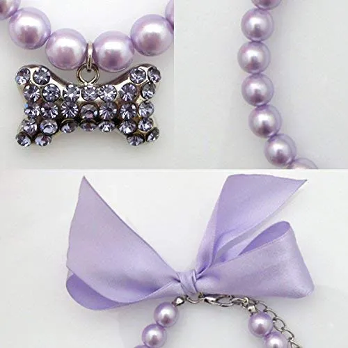 PetFavorites - Collar de perlas de cristal con brillantes para mascotas, gatos, perros pequeños, mujeres, cachorros, chihuahuas, yorkies