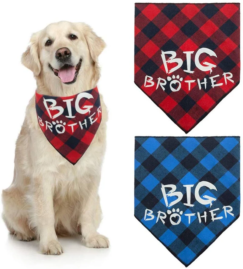 PAWCHIE - Bandana para perro (2 unidades), diseño de cuadros, color rojo y azul