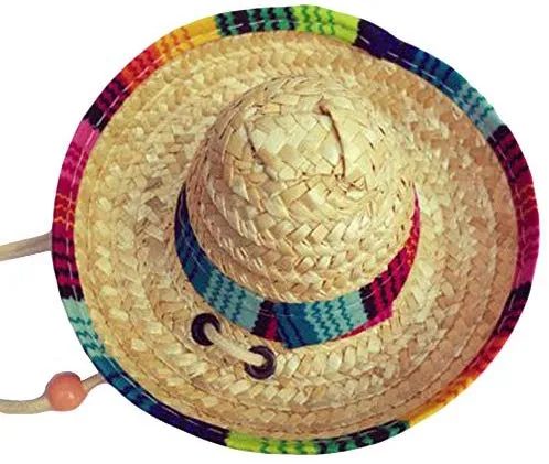 Kitatayi Sombrero para perro, sombrero de paja pequeño, sombreros mexicanos, sombreros de fiesta sombrero para mascotas pequeñas/cachorros/gato