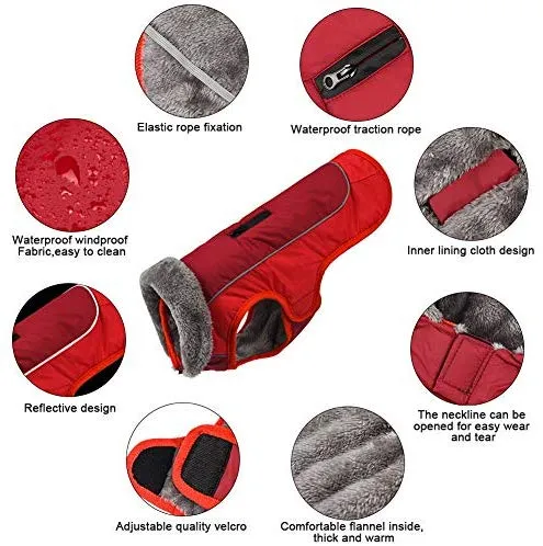 SCPET Abrigo de invierno acogedor impermeable a prueba de viento abrigo de invierno cálido para perro ropa de clima frío chaqueta para perro XS-3XL