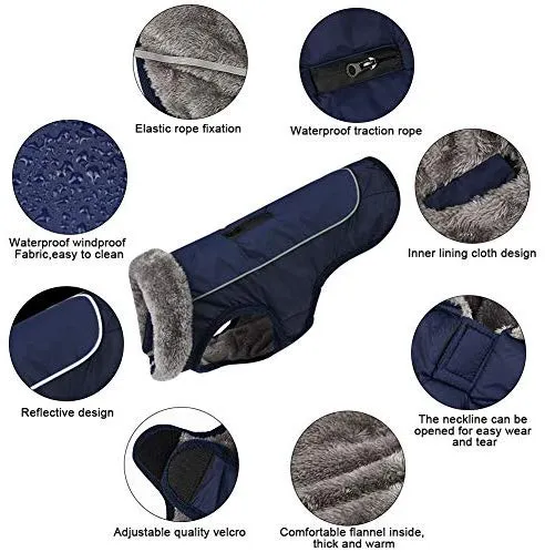 SCPET Abrigo de invierno acogedor impermeable a prueba de viento abrigo de invierno cálido para perro ropa de clima frío chaqueta para perro XS-3XL