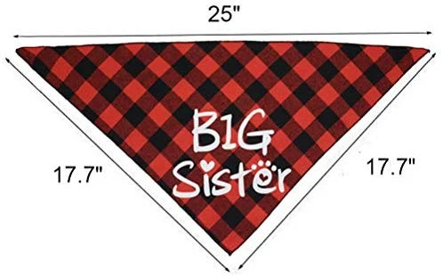 Busypaws 3 PCS Big Brother Dog Bandanas Plaid Reversible Triangle Bibs Pet Scarf Accessories