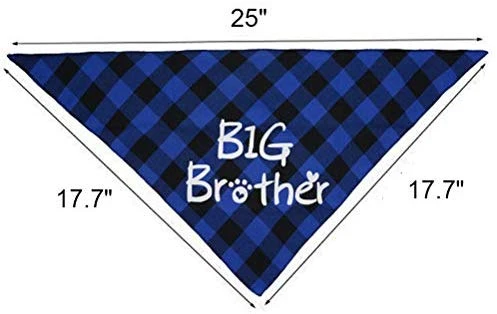 Busypaws 3 PCS Big Brother Dog Bandanas Plaid Reversible Triangle Bibs Pet Scarf Accessories