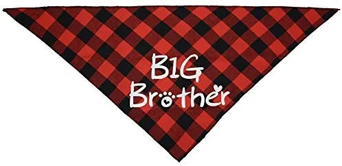 Busypaws 3 PCS Big Brother Dog Bandanas Plaid Reversible Triangle Bibs Pet Scarf Accessories