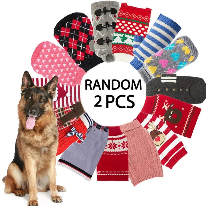 Invlab LLC Dog Winter Clothes Sweater - Random 2 Pack All News Sweater for Small Medium Large Dogs