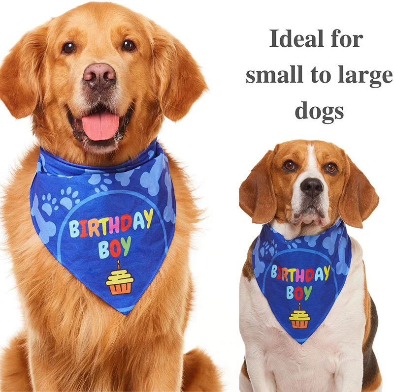 Odi Style Dog Bandana for Dog Birthday Party - Dog Birthday Bandana for Small, Medium, Large Dogs, Bandana for Dogs Puppy Birthday Party, Boy Dog Happy Birthday Bandana, Blue