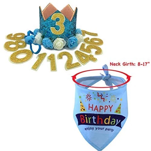 POSAPET Dog Birthday Bandana Scarfs Pet Birthday Gift Decorations Set