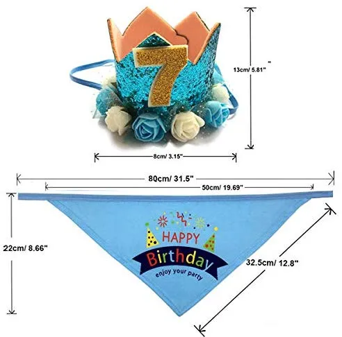 POSAPET Dog Birthday Bandana Scarfs Pet Birthday Gift Decorations Set