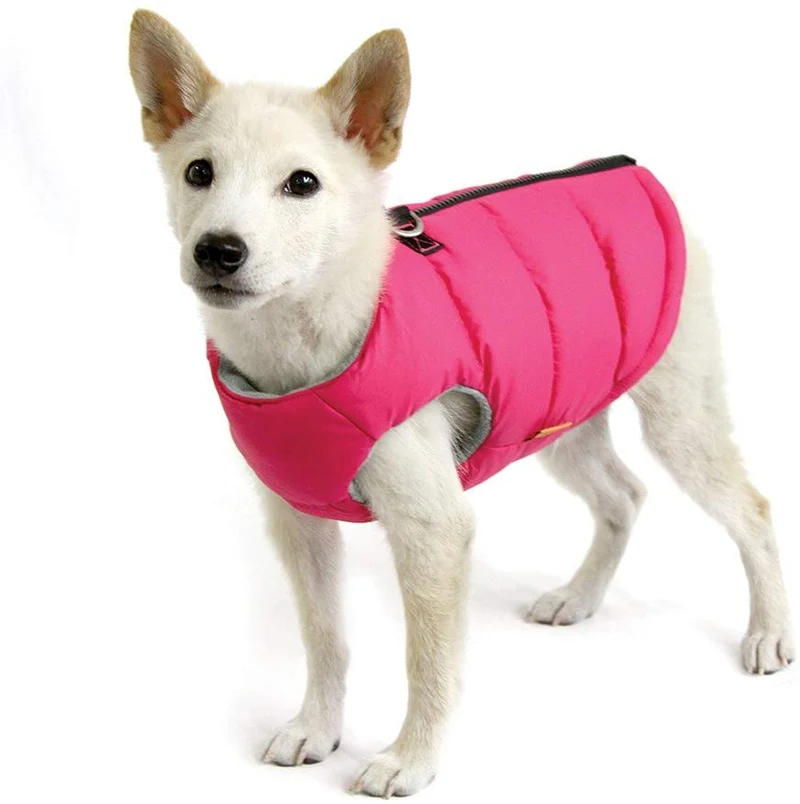 Gooby - Padded Vest, Dog Jacket Coat Sweater with Zipper Closure and Leash Ring