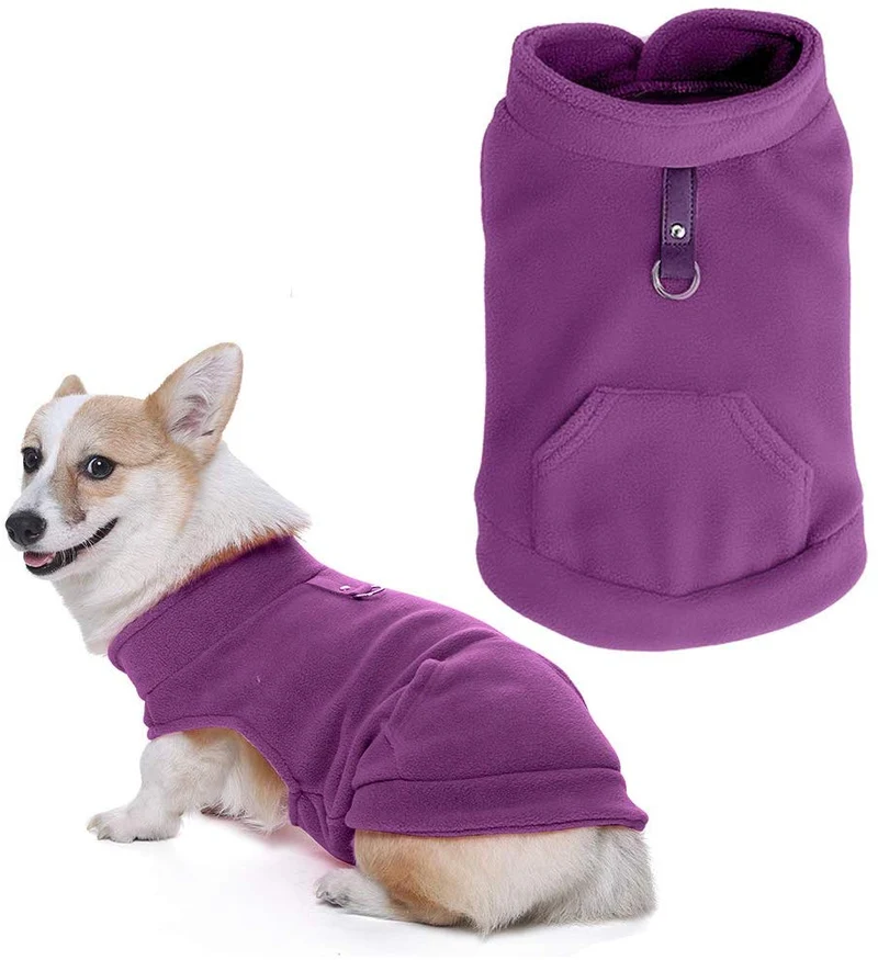 EXPAWLORER - Chaleco de forro polar para perro con bolsillo para abrigos esponjosos y ropa para el otoño y el invierno