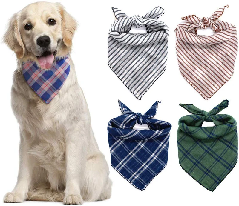 WanKoo Bandanas para perro, paquete de 5, reversible, a cuadros, para perros, bufanda, pañuelo lavable triángulo para perros pequeños, medianos y grandes