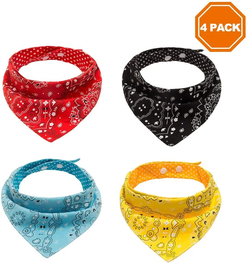 Pawchie Bandanas para perro, pequeñas, 4 unidades, 8 estilos, pañuelos triangulares para mascotas, ajustables con dos broches, juego de pañuelos para perros, cachorros y gatos