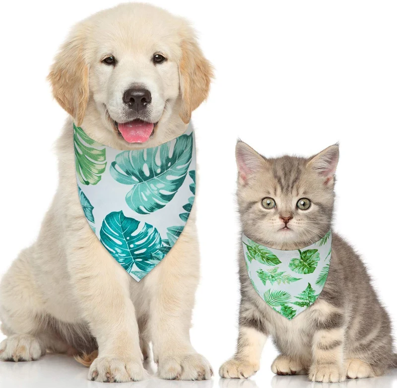6 piezas de bandanas para perro con estampado de cuadros, estilo de flamenco de selva, bufanda ajustable lavable para mascotas