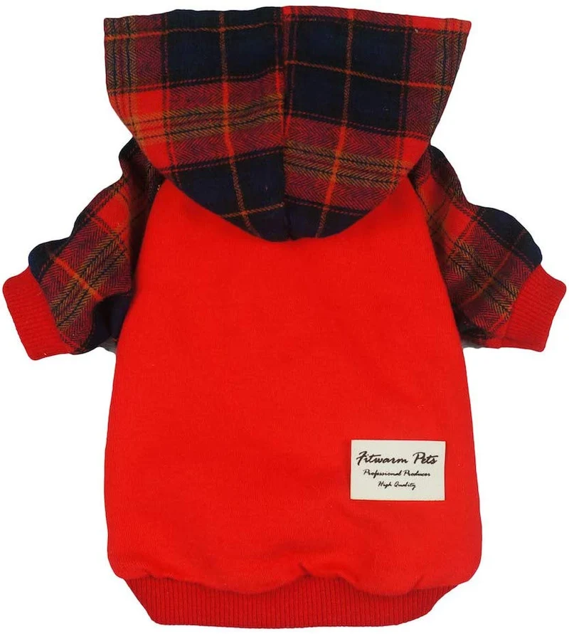 Fitwarm - Ropa para mascotas con capucha y capucha, color rojo