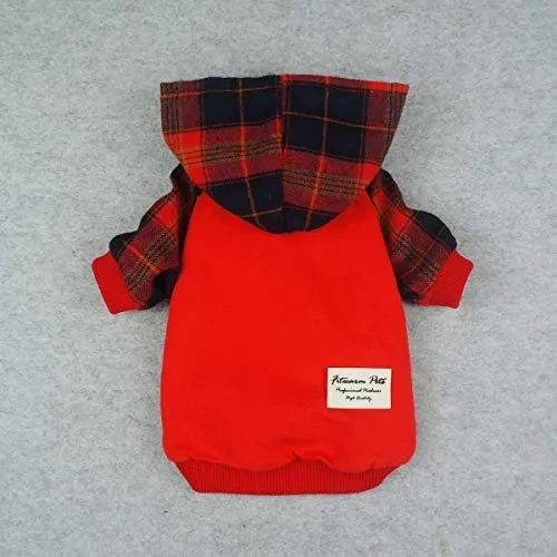 Fitwarm - Ropa para mascotas con capucha y capucha, color rojo