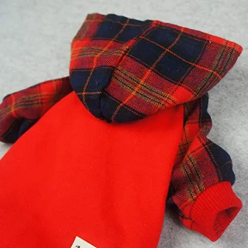 Fitwarm - Ropa para mascotas con capucha y capucha, color rojo