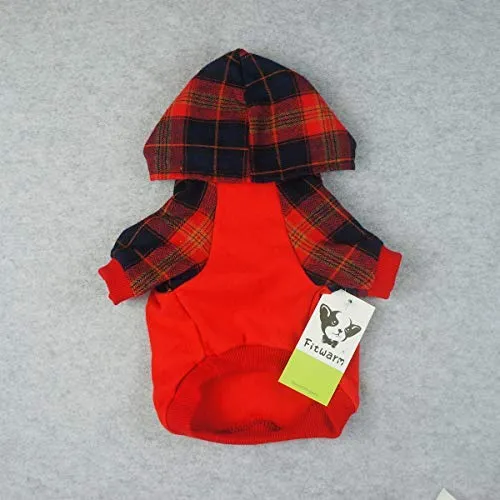 Fitwarm - Ropa para mascotas con capucha y capucha, color rojo