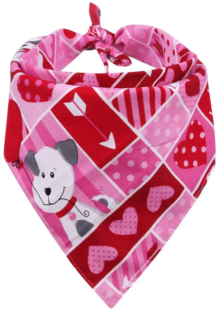 KZHAREEN Valentine's Day Dog Bandana Reversible Triangle Bibs Scarf Accessories for Dogs Cats Pets Animals