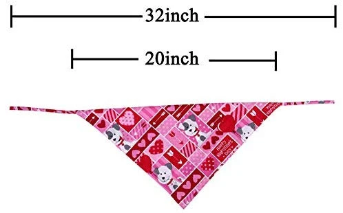 KZHAREEN Valentine's Day Dog Bandana Reversible Triangle Bibs Scarf Accessories for Dogs Cats Pets Animals