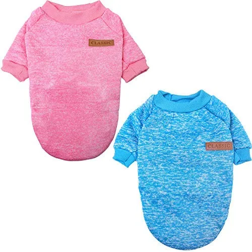 Cooraby 4 piezas ropa para mascotas invierno cachorro clásico cálido abrigo de forro polar invierno cachorro suéter cachorro suéter ropa ropa para caminar correr