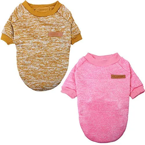 Cooraby 4 piezas ropa para mascotas invierno cachorro clásico cálido abrigo de forro polar invierno cachorro suéter cachorro suéter ropa ropa para caminar correr