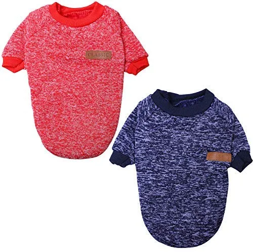 Cooraby 4 piezas ropa para mascotas invierno cachorro clásico cálido abrigo de forro polar invierno cachorro suéter cachorro suéter ropa ropa para caminar correr