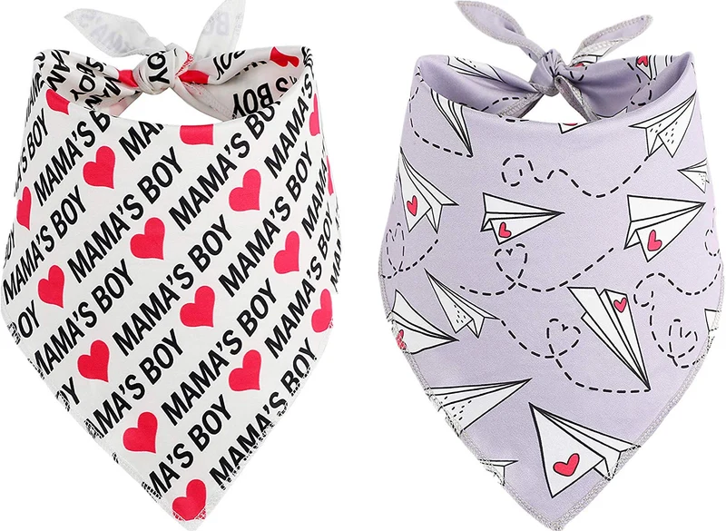 BoomBone Dog Valentines Day Bandana 2 Pac,Triangle Bibs Pet Scarf for Medium and Large Dogs