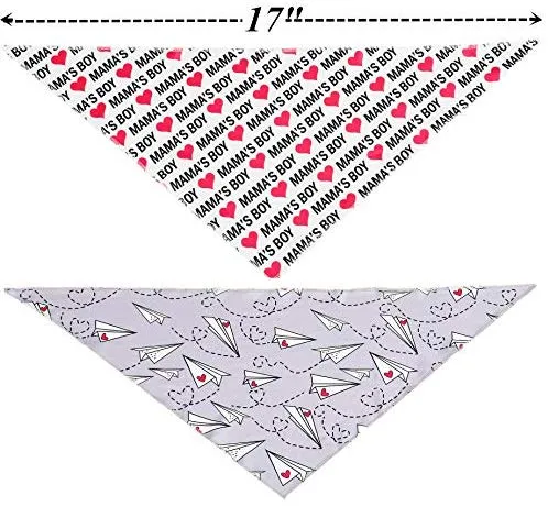BoomBone Dog Valentines Day Bandana 2 Pac,Triangle Bibs Pet Scarf for Medium and Large Dogs