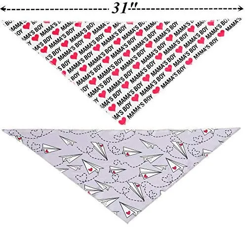BoomBone Dog Valentines Day Bandana 2 Pac,Triangle Bibs Pet Scarf for Medium and Large Dogs