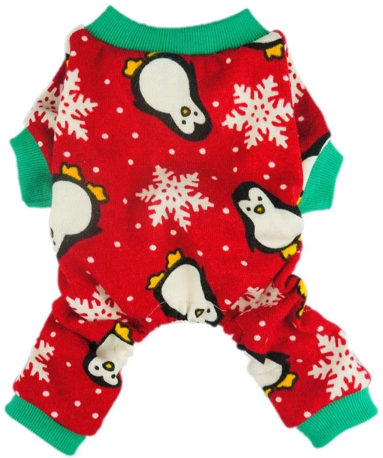 Fitwarm, bonito piyama suave para perro con diseño de pingüino, piyama para navidad, color rojo