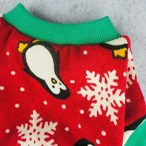 Fitwarm, bonito piyama suave para perro con diseño de pingüino, piyama para navidad, color rojo