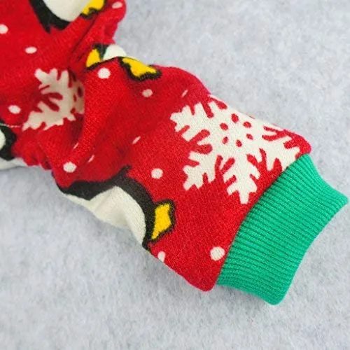 Fitwarm, bonito piyama suave para perro con diseño de pingüino, piyama para navidad, color rojo