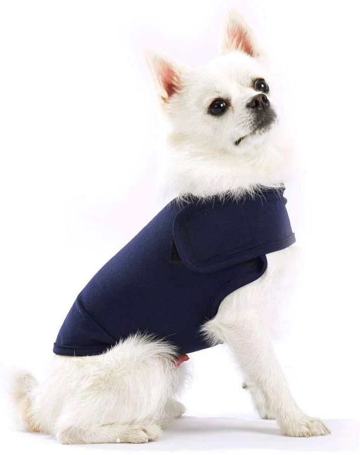 Furubaby Ansiedad Perro Abrigo una camisa Calm Down Perro Chaqueta para xs Pequeño Mediano Grande XL Perros | Color Sólido Azul Gris Verde Rosa Thunder Dog Wrap(Dark Blue)