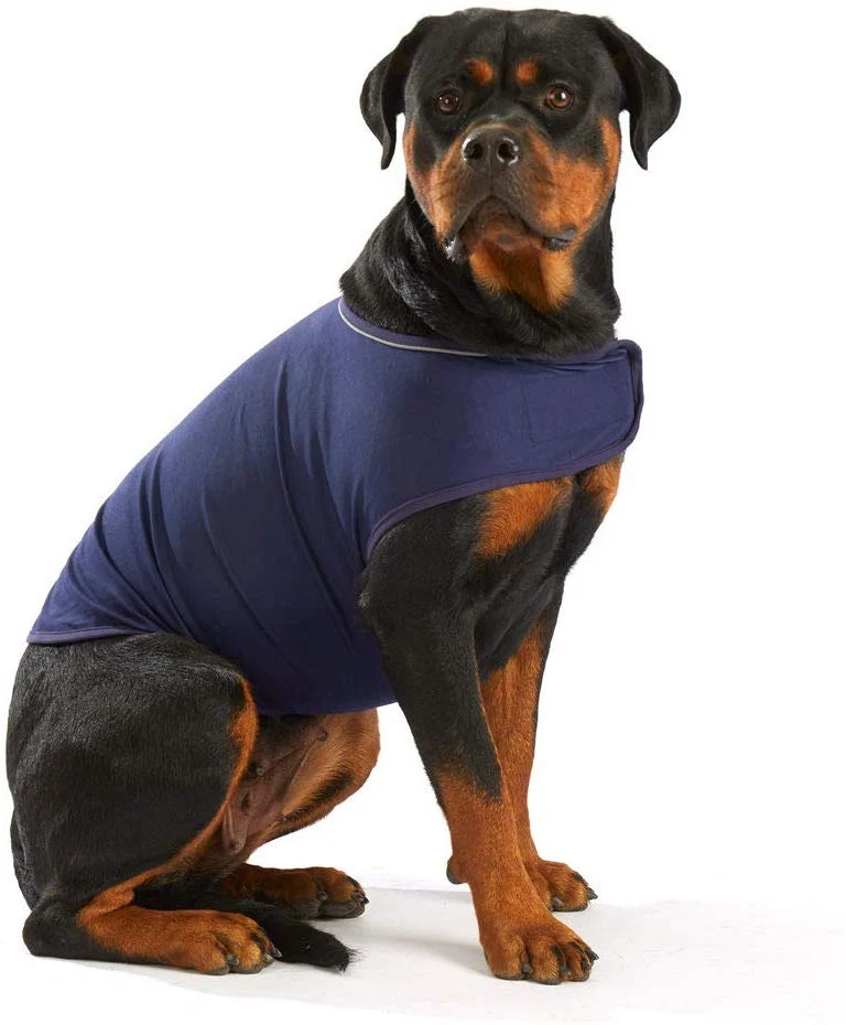 Furubaby Ansiedad Perro Abrigo una camisa Calm Down Perro Chaqueta para xs Pequeño Mediano Grande XL Perros | Color Sólido Azul Gris Verde Rosa Thunder Dog Wrap(Dark Blue)