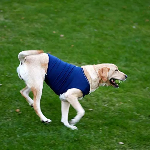Furubaby Ansiedad Perro Abrigo una camisa Calm Down Perro Chaqueta para xs Pequeño Mediano Grande XL Perros | Color Sólido Azul Gris Verde Rosa Thunder Dog Wrap(Dark Blue)