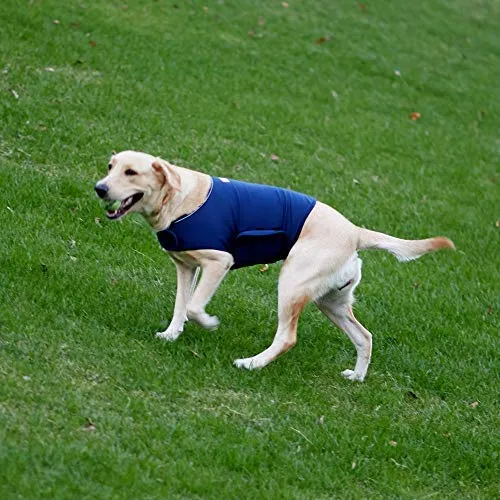 Furubaby Ansiedad Perro Abrigo una camisa Calm Down Perro Chaqueta para xs Pequeño Mediano Grande XL Perros | Color Sólido Azul Gris Verde Rosa Thunder Dog Wrap(Dark Blue)
