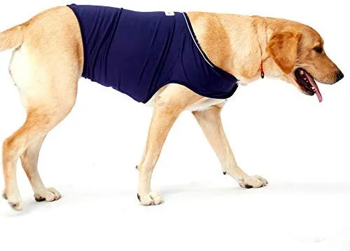Furubaby Ansiedad Perro Abrigo una camisa Calm Down Perro Chaqueta para xs Pequeño Mediano Grande XL Perros | Color Sólido Azul Gris Verde Rosa Thunder Dog Wrap(Dark Blue)