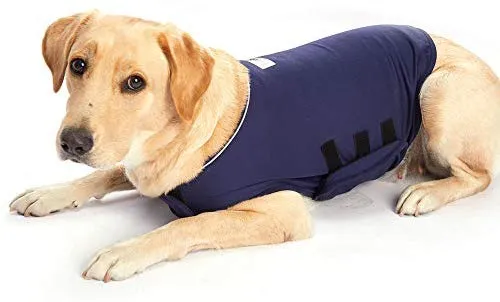 Furubaby Ansiedad Perro Abrigo una camisa Calm Down Perro Chaqueta para xs Pequeño Mediano Grande XL Perros | Color Sólido Azul Gris Verde Rosa Thunder Dog Wrap(Dark Blue)