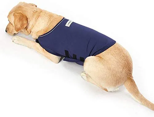 Furubaby Ansiedad Perro Abrigo una camisa Calm Down Perro Chaqueta para xs Pequeño Mediano Grande XL Perros | Color Sólido Azul Gris Verde Rosa Thunder Dog Wrap(Dark Blue)